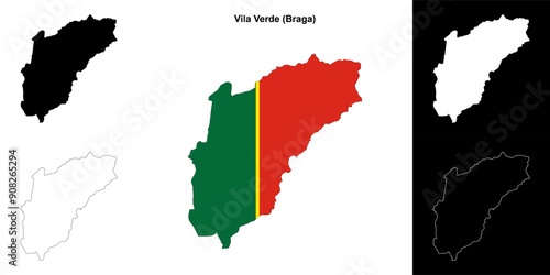 Vila Verde municipality outline map set