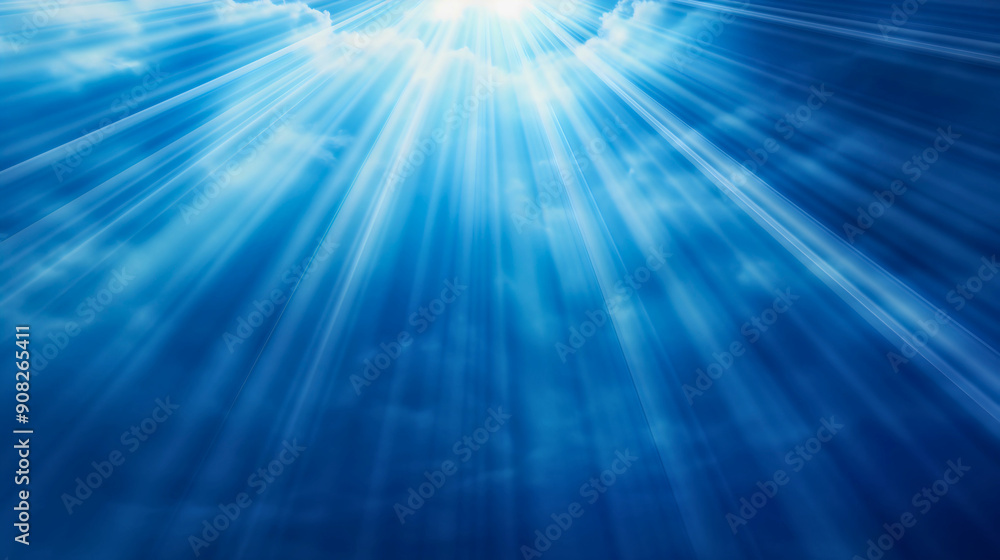 White sun rays on blue sky with clouds. Bright summer sunshine or sunlight burst explosion effect wallpaper, nature beam flare backdrop or background, shiny glow poster, heaven, radial, energy White sun rays on blue sky with clouds. Bright summer sunshine or sunlight burst explosion effect wallpaper, nature beam flare backdrop or background, shiny glow poster, heaven, radial, energy