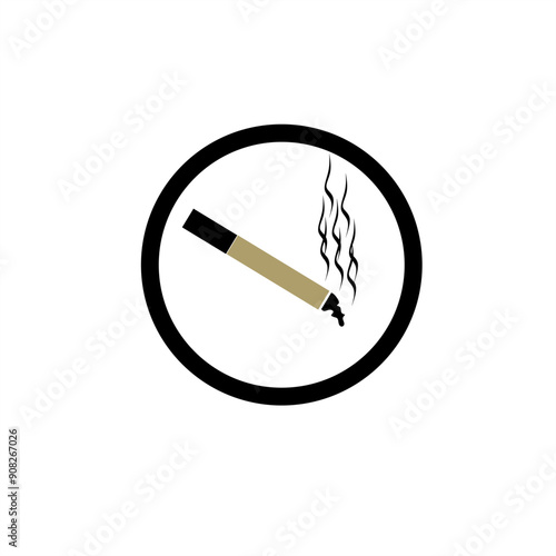 Live cigarette butts smoke in black circles