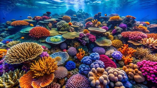 A Tapestry of Coral Reefs: An Abstract Depiction of the South Pacific's Underwater World  AI generated photo