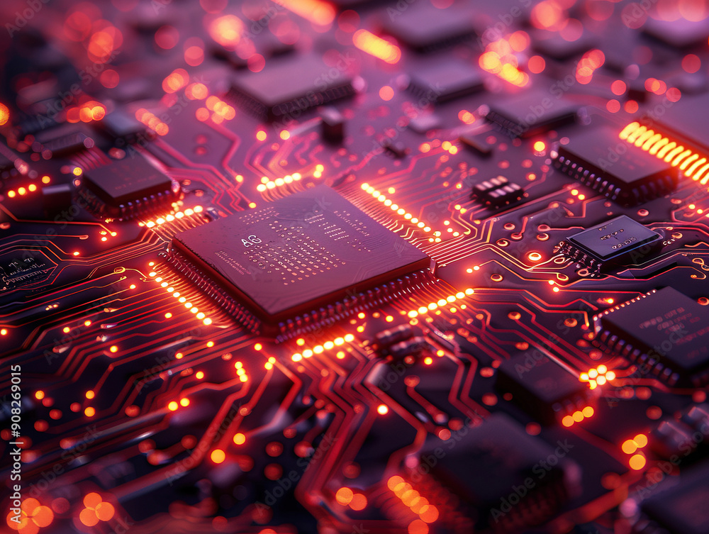 Semiconductor Industry conception Hightech computer board with chip Circuit Board CPU Processor Microchip Starting Artificial Intelligence Digitalization of Neural Networking and Cloud Computing Semiconductor Industry conception Hightech computer board with chip Circuit Board CPU Processor Microchip Starting Artificial Intelligence Digitalization of Neural Networking and Cloud Computing