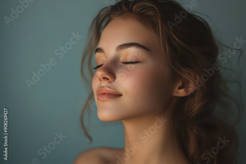 Wallpaper Mural A close up of a girl's face with her eyes closed Torontodigital.ca