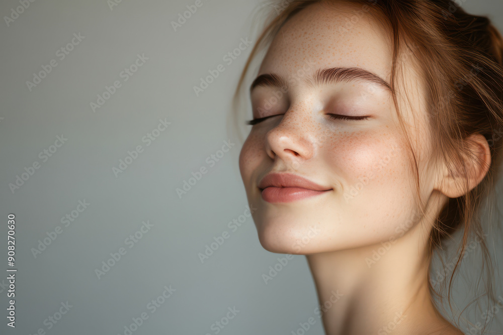 A close up of a girl's face with her eyes closed A close up of a girl's face with her eyes closed