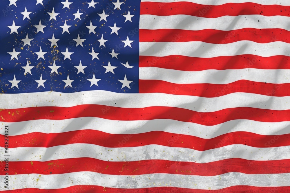 A detailed view of an American flag's fabric and design A detailed view of an American flag's fabric and design