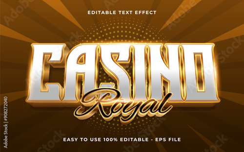 3d Casino Royal gradient sparkle text style effect template editable text effect