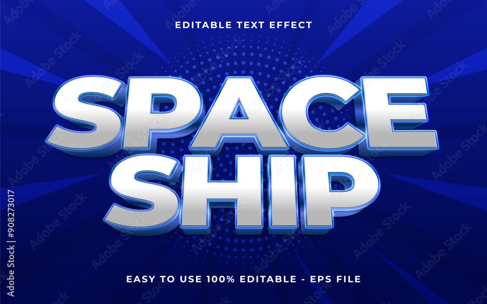 Obraz premium 3d space ship gradient sparkle text style effect template editable text effect
