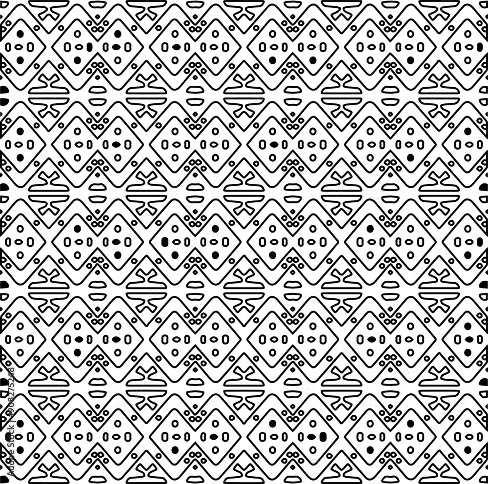 Monochrome ornamental texture with smooth linear shapes, zigzag lines, lace pattern.Abstract black pattern for web page, textures, card, poster, fabric, textile. White background. Monochrome ornamental texture with smooth linear shapes, zigzag lines, lace pattern.Abstract black pattern for web page, textures, card, poster, fabric, textile. White background.