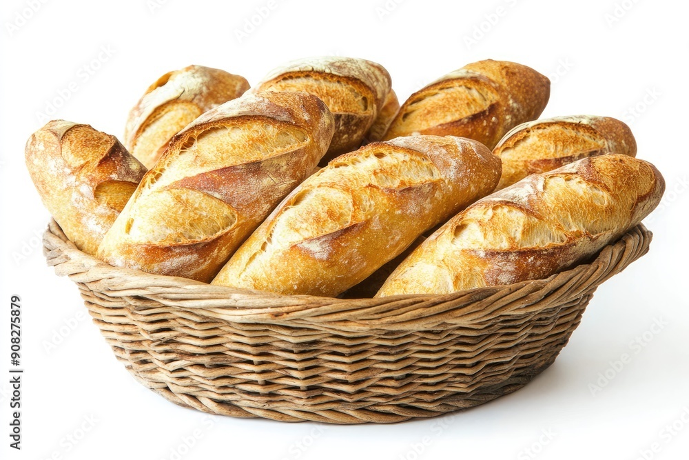Freshly Baked Baguettes in a Wicker Basket