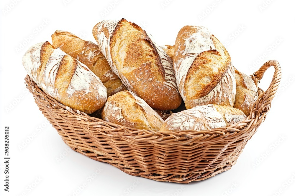 Freshly Baked Bread Loaves in a Wicker Basket Freshly Baked Bread Loaves in a Wicker Basket