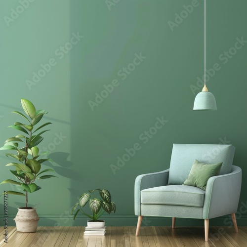 A flat green wall background