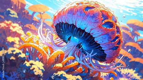 sea anemone animal anime