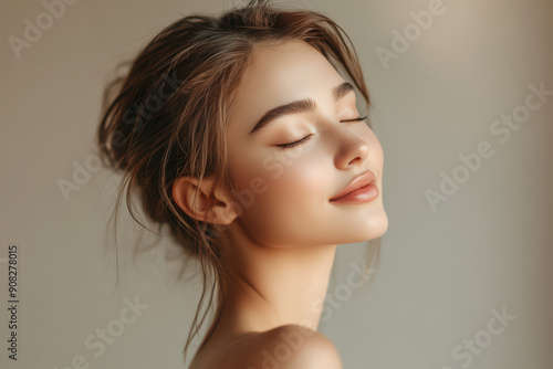 Wallpaper Mural A close up of a girl's face with her eyes closed Torontodigital.ca