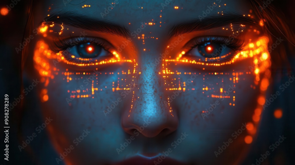 AIdriven digital identity with neural network visualization, future technology AIdriven digital identity with neural network visualization, future technology