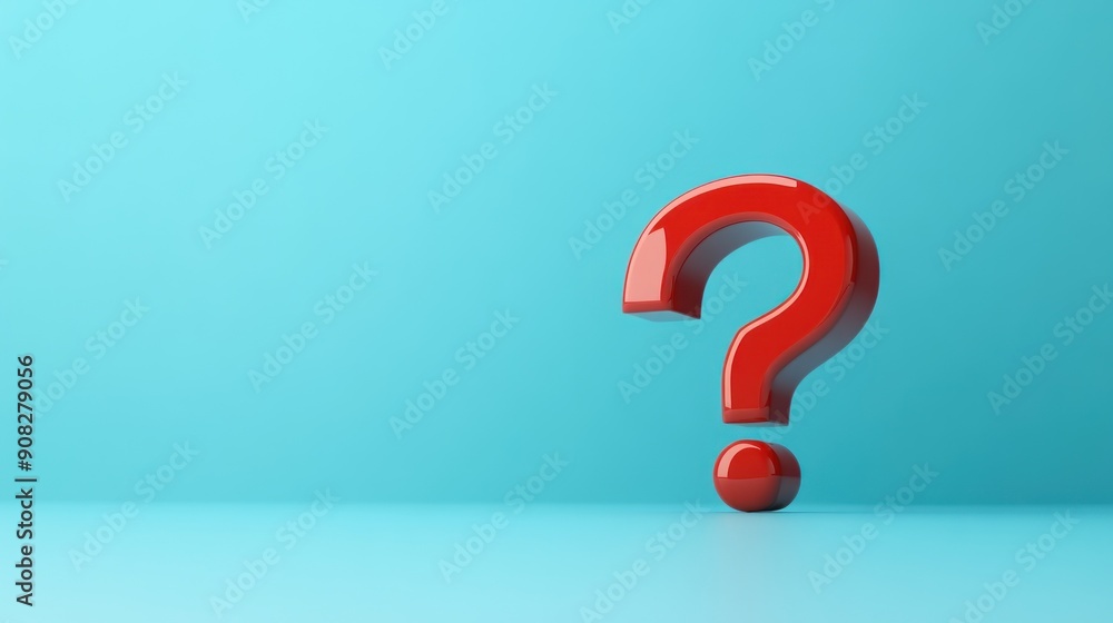Red Question Mark on Blue Background Red Question Mark on Blue Background