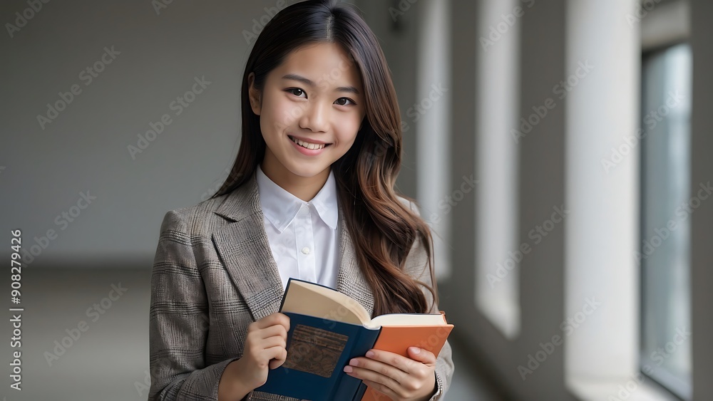 high school girl holding books on white background high school girl holding books on white background