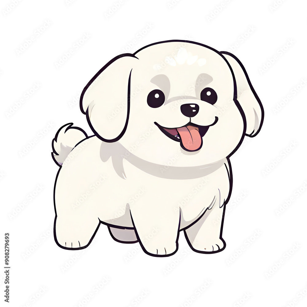 Cute White Puppy. Playful Puppy Illustration Cute White Puppy. Playful Puppy Illustration
