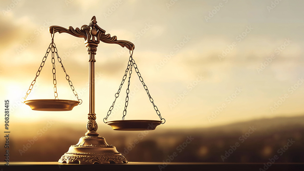 Close up on the scales of justice