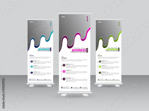 Corporate business rollup banner template, pullup banner template,  business advertising vector rollup banner template.