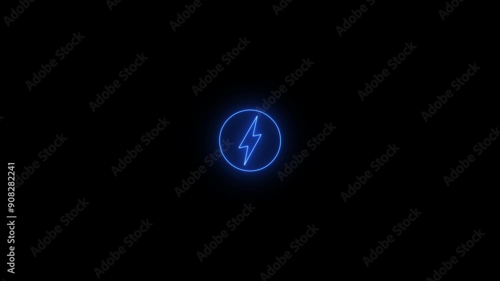 Neon line volt icon animation concept .neon charging power icon Neon line volt icon animation concept .neon charging power icon