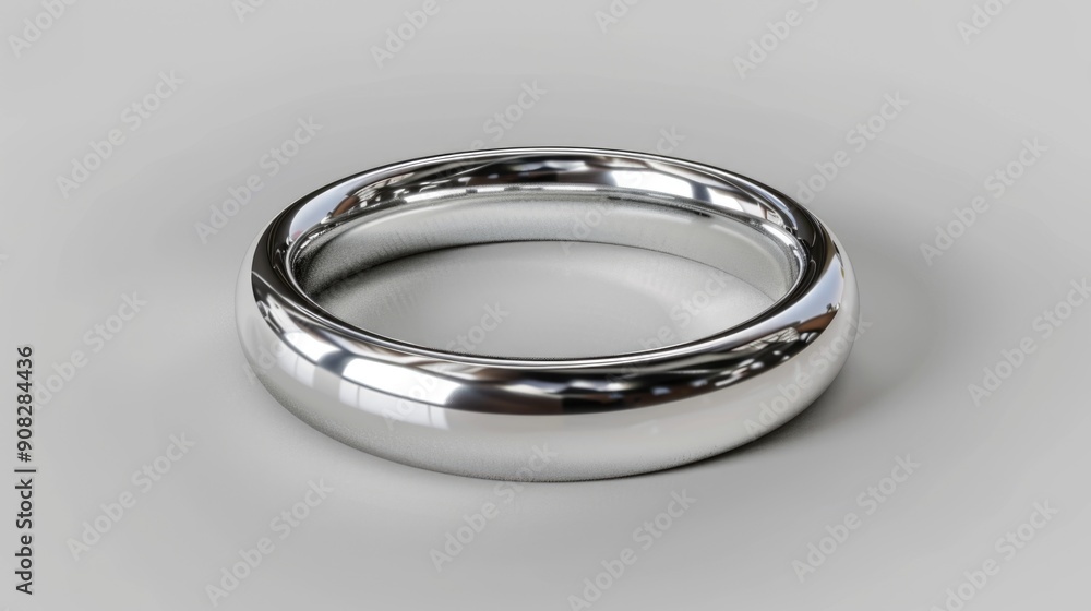 A close-up of a shiny silver ring sitting on a flat surface A close-up of a shiny silver ring sitting on a flat surface