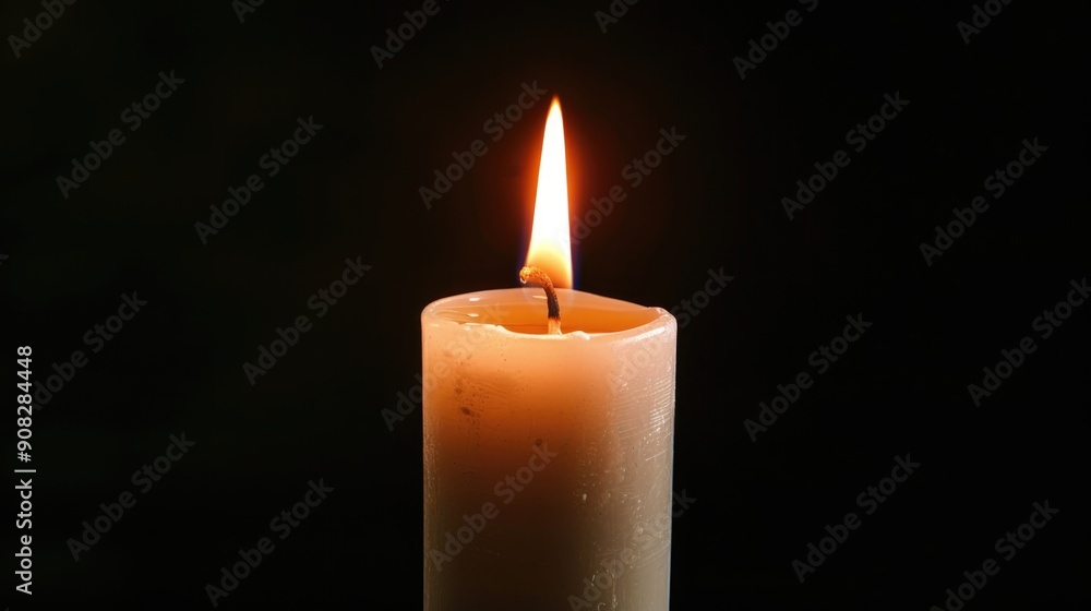 A single lit candle stands out against a dark background A single lit candle stands out against a dark background
