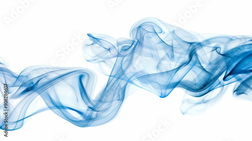 Blue smoke on an isolated white background, object focused, png, stock image, hd quality.