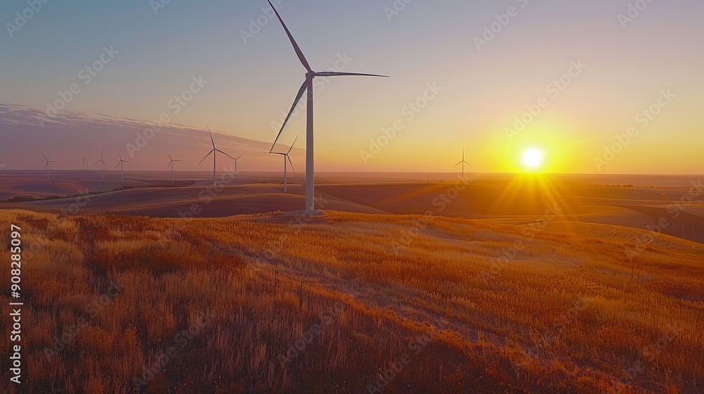 Obraz premium Wind Turbines at Sunset 3