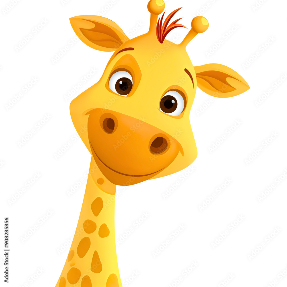 Happy smiling giraffe animal with long neck, cartoon illustration isolated. Child kid baby greeting card, birthday celebration print, adorable African safari wildlife, zoo, nature Happy smiling giraffe animal with long neck, cartoon illustration isolated. Child kid baby greeting card, birthday celebration print, adorable African safari wildlife, zoo, nature