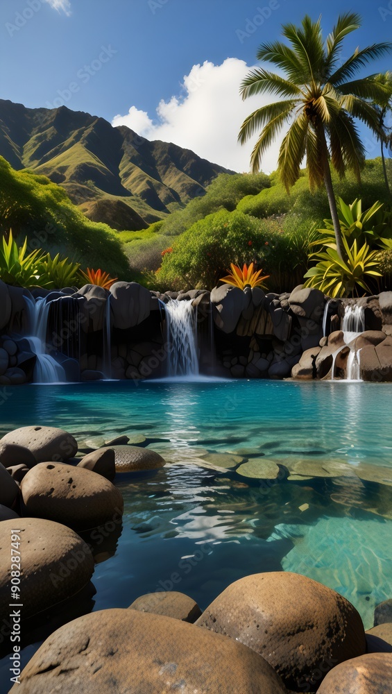 Fototapeta premium Luxury Hotel with Rustic Pool