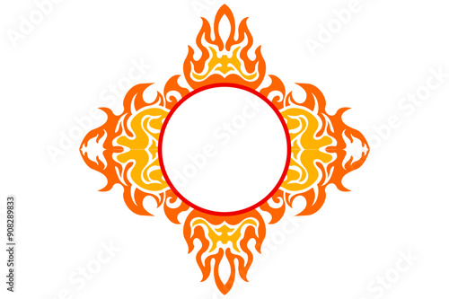 Frame or border decorative ornament design with a fire theme
