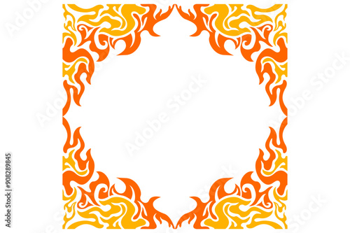Frame or border decorative ornament design with a fire theme