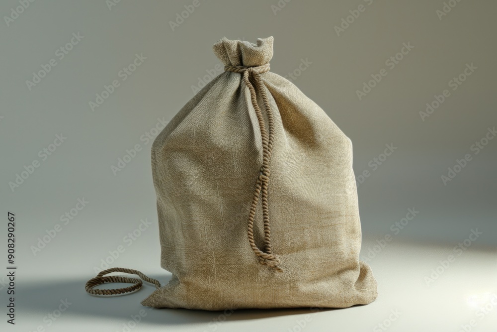A bag with a string tied to it A bag with a string tied to it