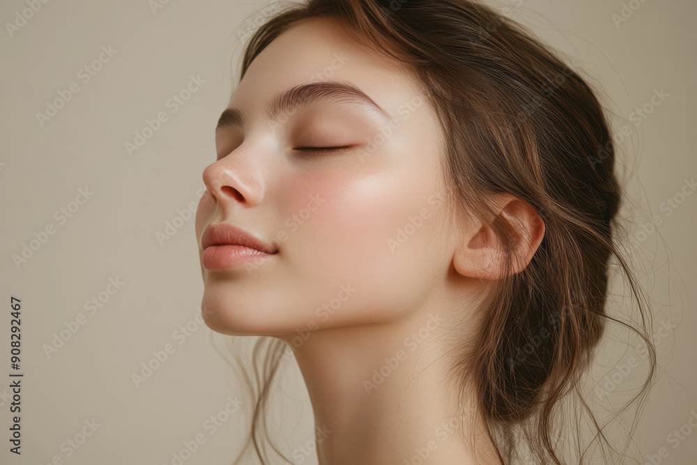 A close up of a girl's face with her eyes closed A close up of a girl's face with her eyes closed