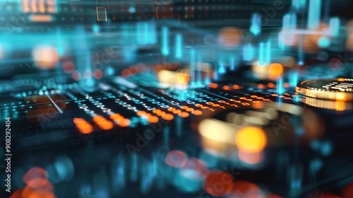 Wallpaper Mural Futuristic 3D Digital Finance Network with Interconnected Abstract Elements Torontodigital.ca