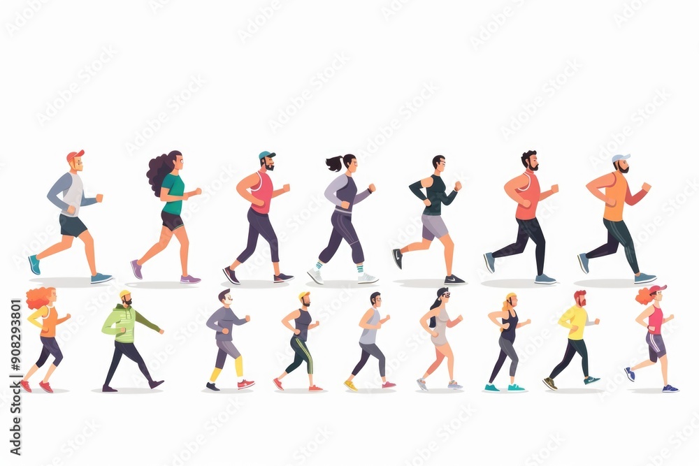 A group of people running or jogging together, possibly in a park or trail A group of people running or jogging together, possibly in a park or trail