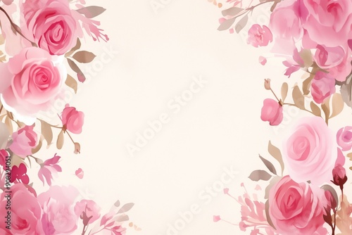 Pink Rose Horizontal Full Frame on White with Copy Space