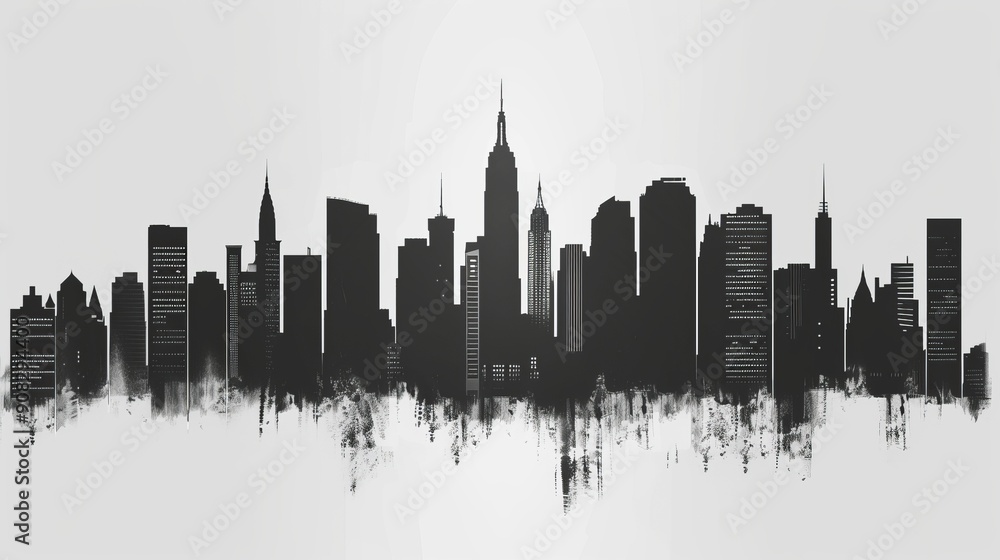 Foggy Urban Skyline with Skyscrapers 3 Foggy Urban Skyline with Skyscrapers 3