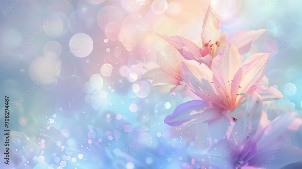 Soft White Lily Flower with Blurred Bokeh Background Soft White Lily Flower with Blurred Bokeh Background