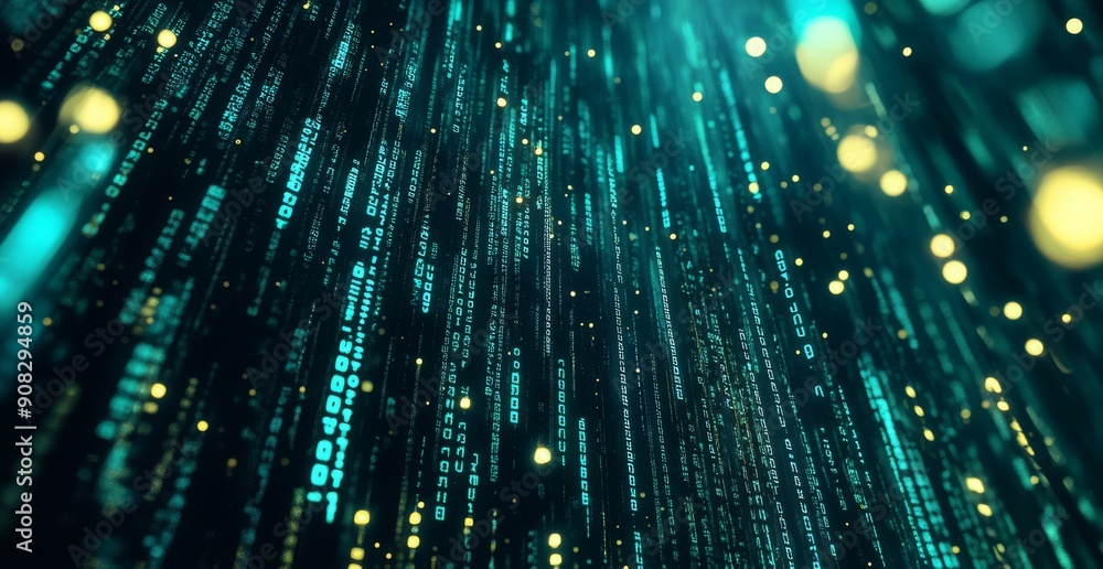 Digital data background with glowing digital code and binary numbers, technology concept Digital data background with glowing digital code and binary numbers, technology concept