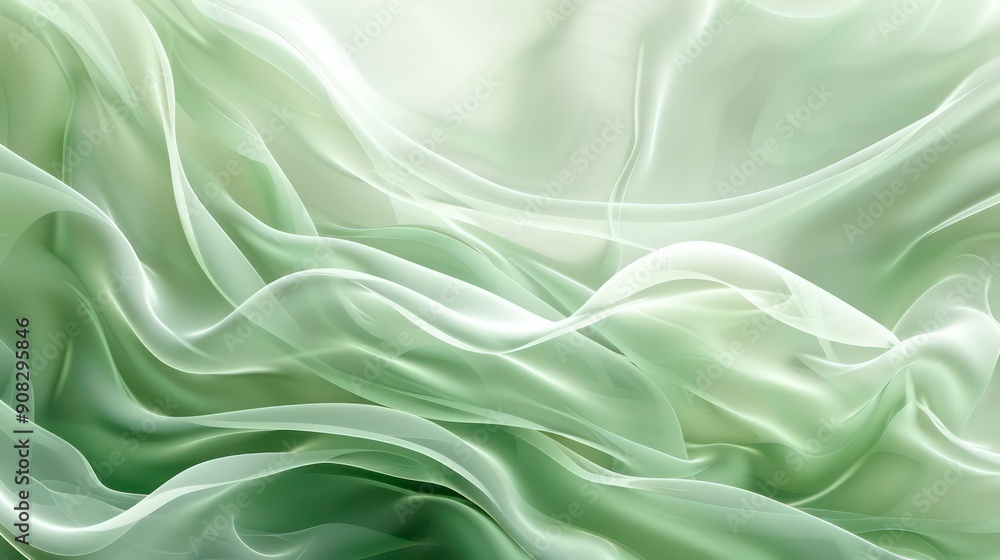 Abstract Green Fabric Texture with Smooth, Flowing Waves Abstract Green Fabric Texture with Smooth, Flowing Waves