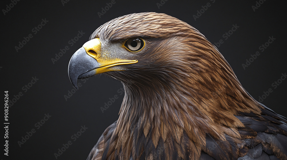 Naklejka premium Half body to head golden eagle, large image, for mockup.