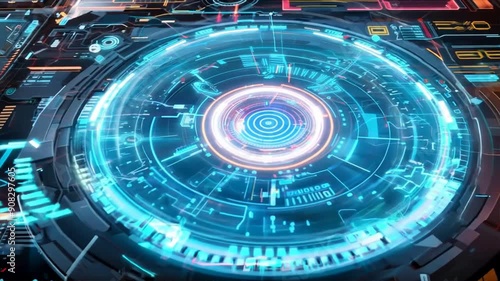 Wallpaper Mural dynamic digital interface with bright colors and communication elements Torontodigital.ca