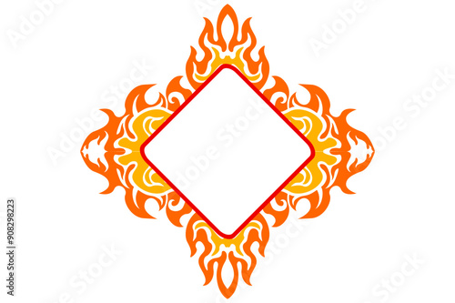 Frame or border decorative ornament design with a fire theme