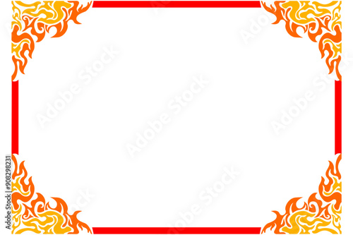 Frame or border decorative ornament design with a fire theme