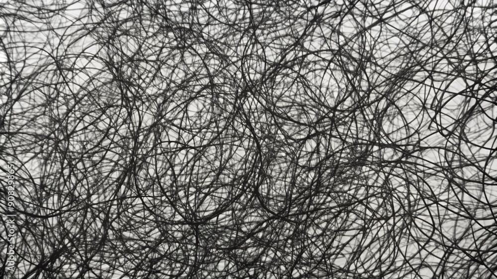 A chaotic black and white wire bundle,generative ai A chaotic black and white wire bundle,generative ai
