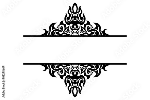 Frame or border decorative ornament design with a fire theme