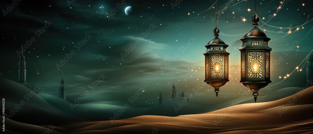 arabic lantern of ramadan celebration background illustration. copy space area background arabic lantern of ramadan celebration background illustration. copy space area background