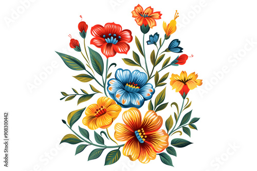 Mexican traditional flowers isolated cut-out illustration