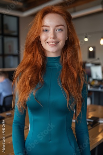 Confident Redhead Woman at the Office 6