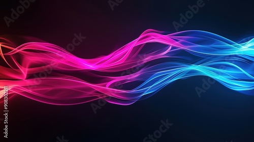 Vivid Neon Streaks on Dark Matte Background for Futuristic Design Concepts